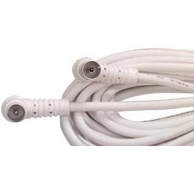 кабель антенный коаксиальный вилка(coax) - розетка(coax),  7.5 метров, Г-образные разъемы, цвет белый